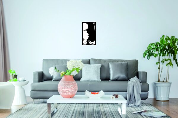 FONDO3CF SSDECO.es | Cuadro Decorativo Mujer Maravilla - Arte en Madera Negro con Fondo Blanco, 26x41 cm - Decoración Moderna para Salón, Dormitorio y Oficina